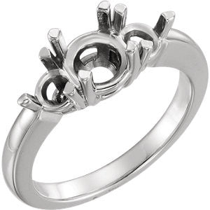 Platinum 6.5mm Round Three-Stone Engagement Ring Mounting