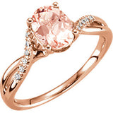 14K White Morganite & .06 CTW Diamond Ring Size 7