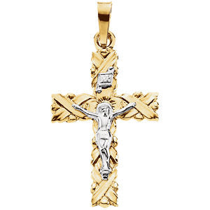 14K Yellow & White 22x15.5mm Crucifix Pendant