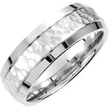 Platinum 7.5mm Fancy Carved Band Size 13.5