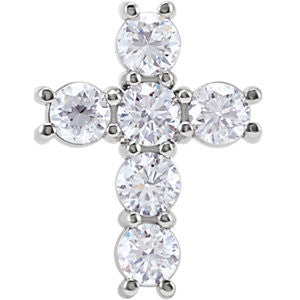 14K White 1 1-4 CTW Diamond Cross Pendant