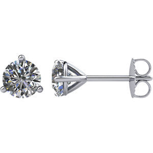 14K White 3-4 CTW Diamond Friction Post Stud Earrings