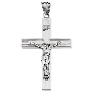 Sterling Silver 51.5x35.25mm Hollow Crucifix Pendant