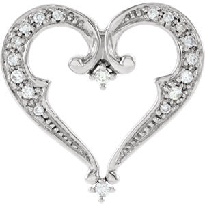 14K White 1-5 CTW Diamond Heart Pendant Slide