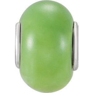 Sterling Silver 9x14mm Lime Green Glass Bead