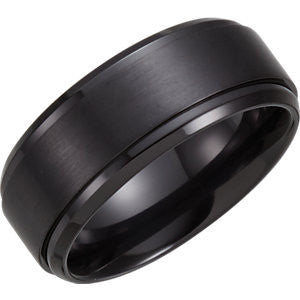 Black Titanium 9mm Ridged Band Size 12