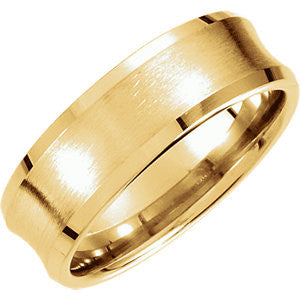 14K Yellow 7.5mm Fancy Beveled Edge Carved Band Size 10.00