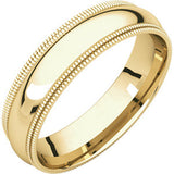 18K Yellow 6mm Double Milgrain Comfort Fit Band