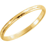 14K Yellow 2mm Half Round Hammer Finish Band Size 6