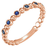 14K Rose Blue Sapphire Stackable Ring