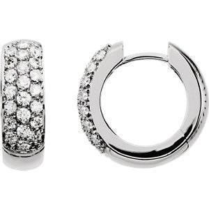 14K White 7-8 CTW Diamond Hoop Earrings