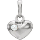 14K White Freshwater Cultured Pearl Heart Pendant