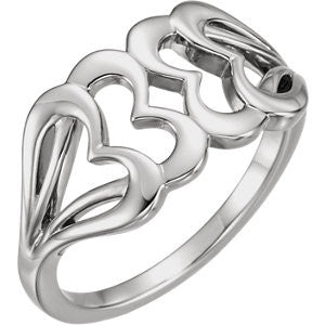 14K White Heart Ring