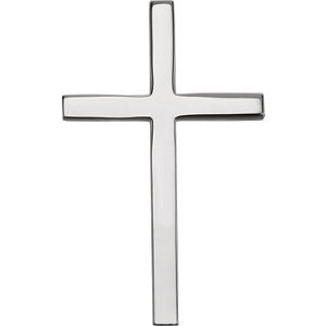 14K White 29.5x18.25mm Cross Pendant