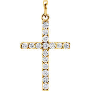 14K Yellow 3-4 CTW Diamond Cross Pendant