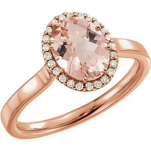 14K Rose Morganite & 1/8 CTW Diamond Ring