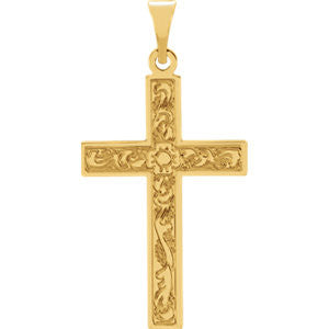 14K Yellow 22x14mm Design Cross Pendant