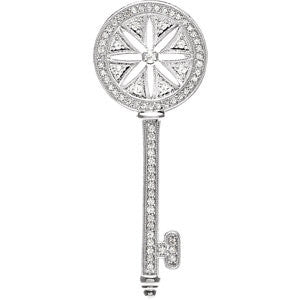 Sterling Silver 3-8 CTW Diamond Key Pendant