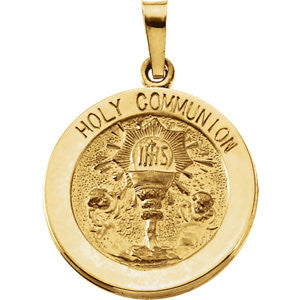 14K Yellow 18.25mm Round Holy Communion Medal