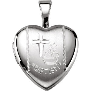 Sterling Silver Baptism Heart Locket