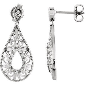 Sterling Silver 1-10 CTW Diamond Earrings