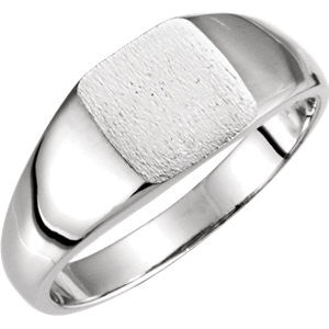 14K White 7mm Square Signet Ring