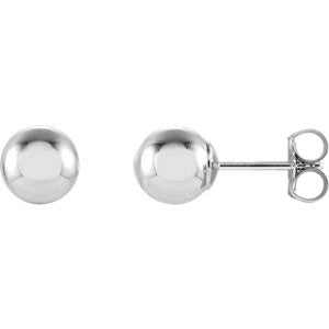 14K White 6mm Ball Earrings with Bright Finish