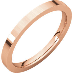 14K Rose 2mm Flat Comfort Fit Band