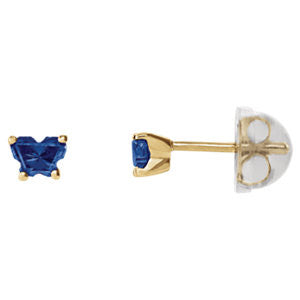 10K Yellow September Bfly® CZ Birthstone Youth Earrings with Safety Backs & Box