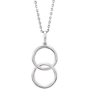 14K White Interlocking Circle 18" Necklace