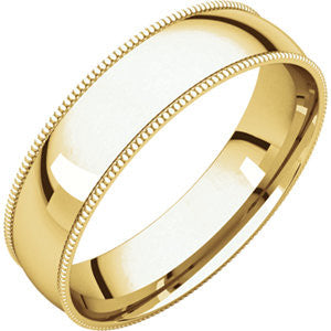 14K Yellow 5mm Light Comfort Fit Milgrain Band