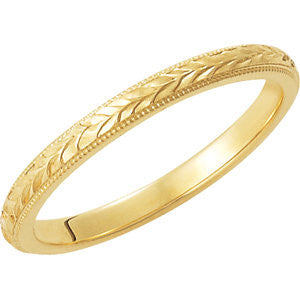 14K Yellow 2mm Hand-Engraved Band Size 7