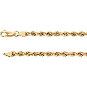 14K Yellow 3.9mm Diamond Cut Rope 20" Chain