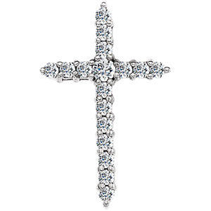 14K White Diamond Cross Pendant