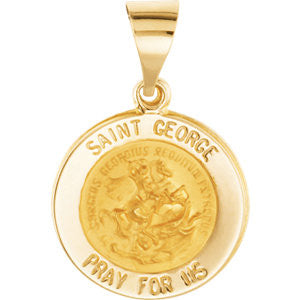 14K Yellow 15mm Round Hollow Miraculous Medal