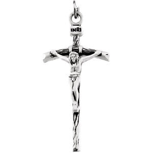 Sterling Silver 38x18mm Crucifix 24" Necklace