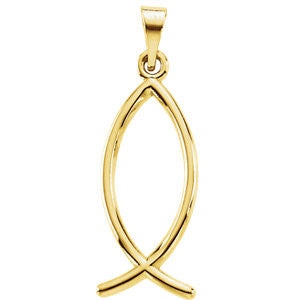 14K Yellow 19x7.5mm Ichthus (Fish) Pendant