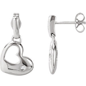 .015 CTW Diamond Heart Dangle Earrings