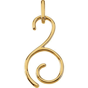 14K Yellow Swirl & Curl Pendant