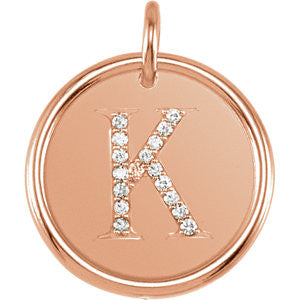 14K Rose .08 CTW Diamond Initial "K" Pendant