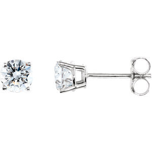 Sterling Silver 4.5mm Round Cubic Zirconia Earrings