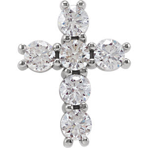 14K White 1-3 CTW Diamond Cross Pendant