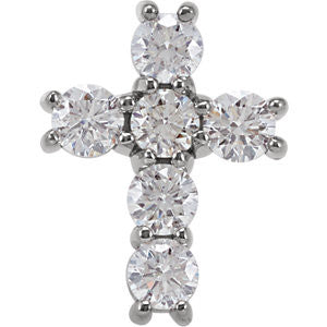 14K White 3-4 CTW Diamond Cross Pendant