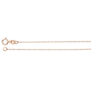 14K Rose .75mm Solid Rope 16" Chain