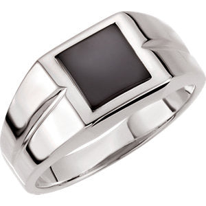 Sterling Silver 8mm Square Onyx Ring