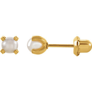 Simulated Pearl Inverness Piercing Earrings