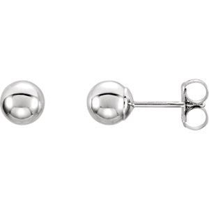 14K White 5mm Ball Earrings with Bright Finish