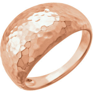 14K Rose 12mm Hammered Dome Ring