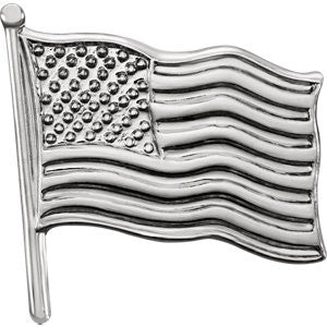 14K White 14.5x14mm American Flag Lapel Pin