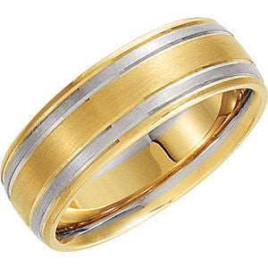 14K Yellow & White 7mm Designer Band Size 9